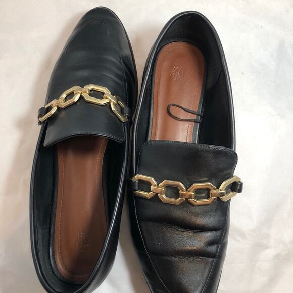 H&M Black Loafers with Gold Chain Detail - Picture 7 of 8